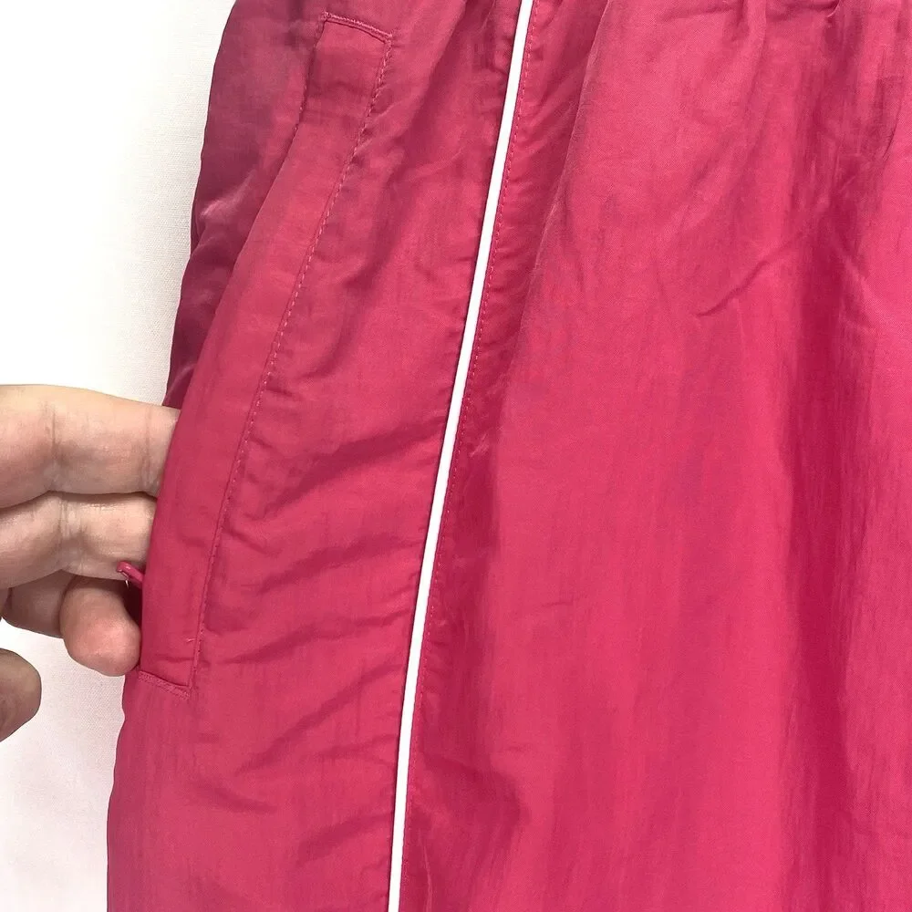 Adidas Women’s Size L Large Track Pants Windbreaker Pink Lined Drawstring Poly